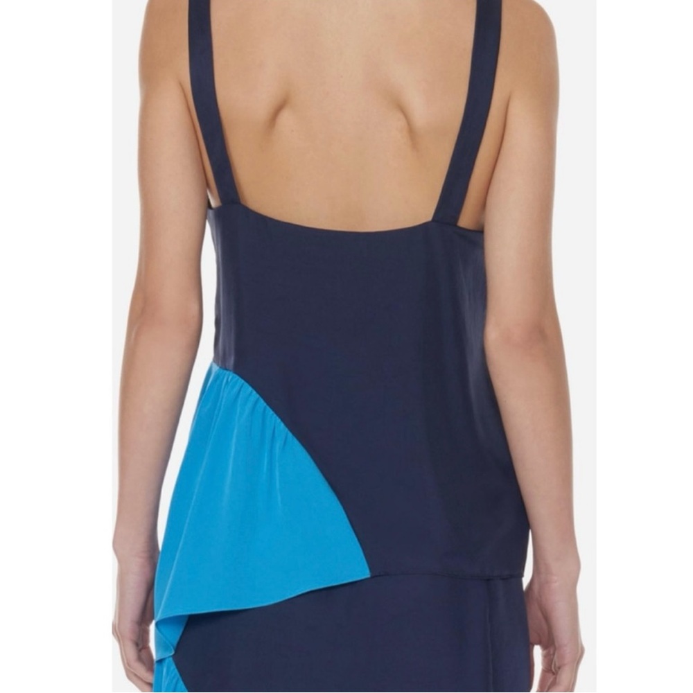 Tibi Blue Colorblock Shirred Cami size 2 - Picture 2 of 6